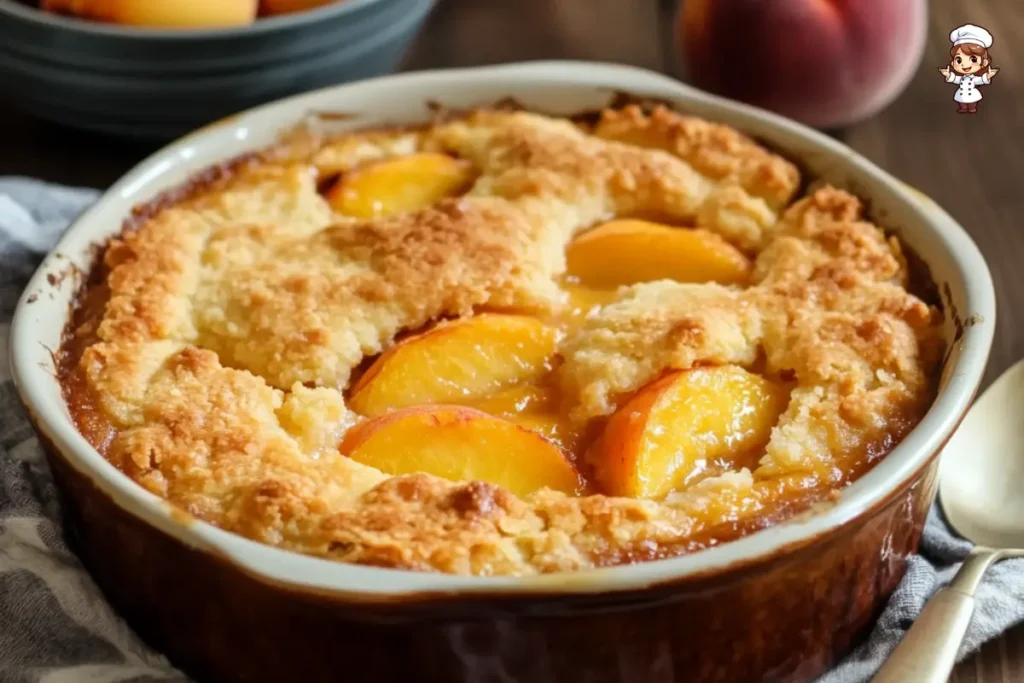 3 ingredient peach cobbler with cake mix