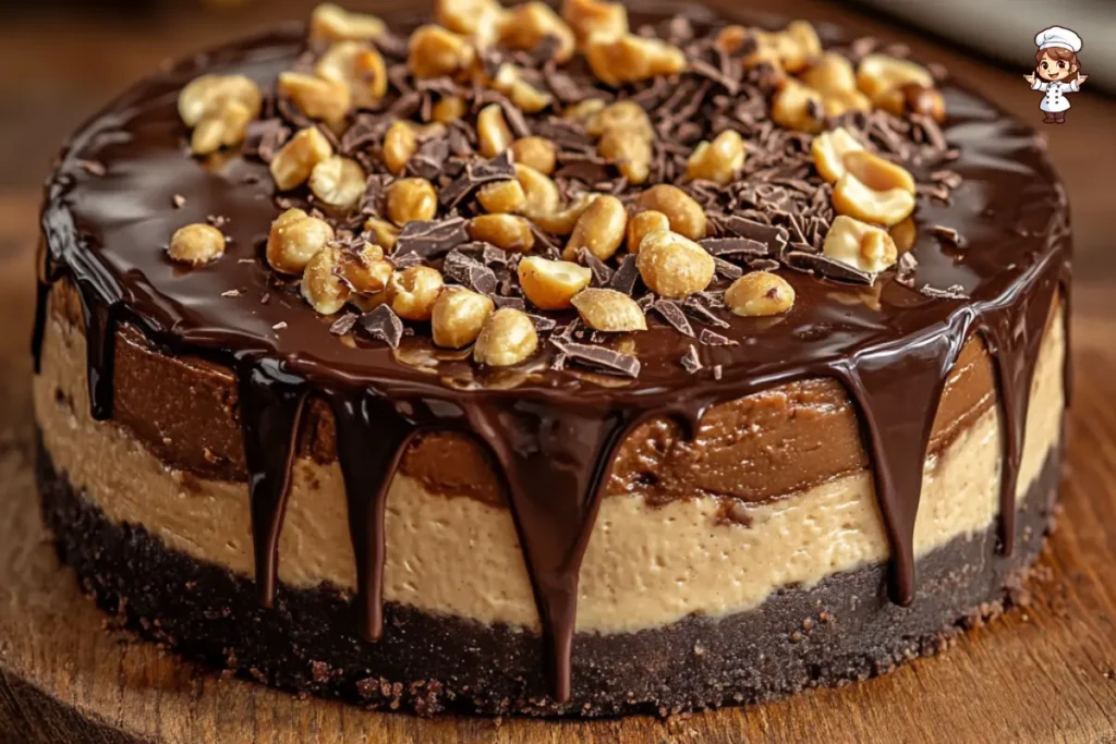 Chocolate double fudge peanut butter cheesecake