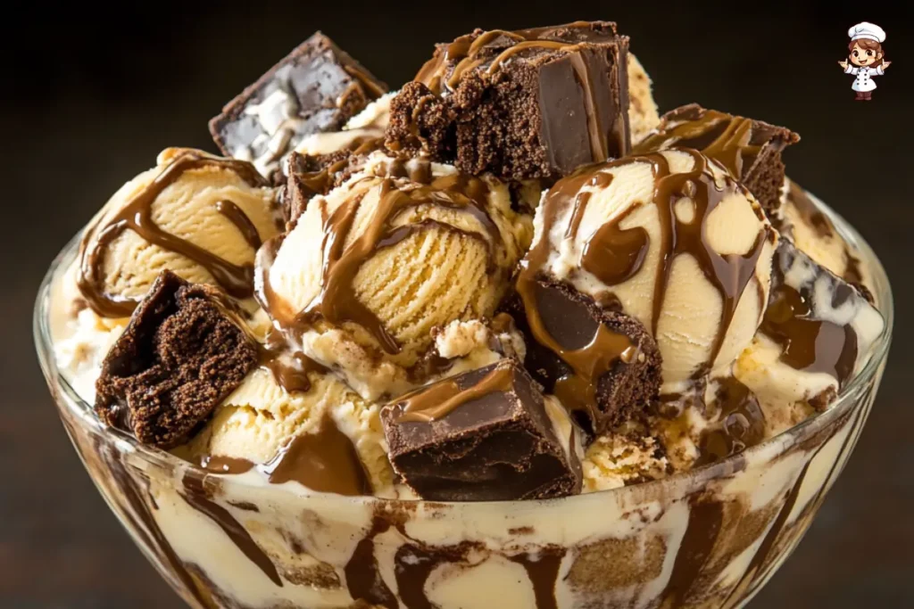 peanut butter brownie boudle cheesecake ice cream