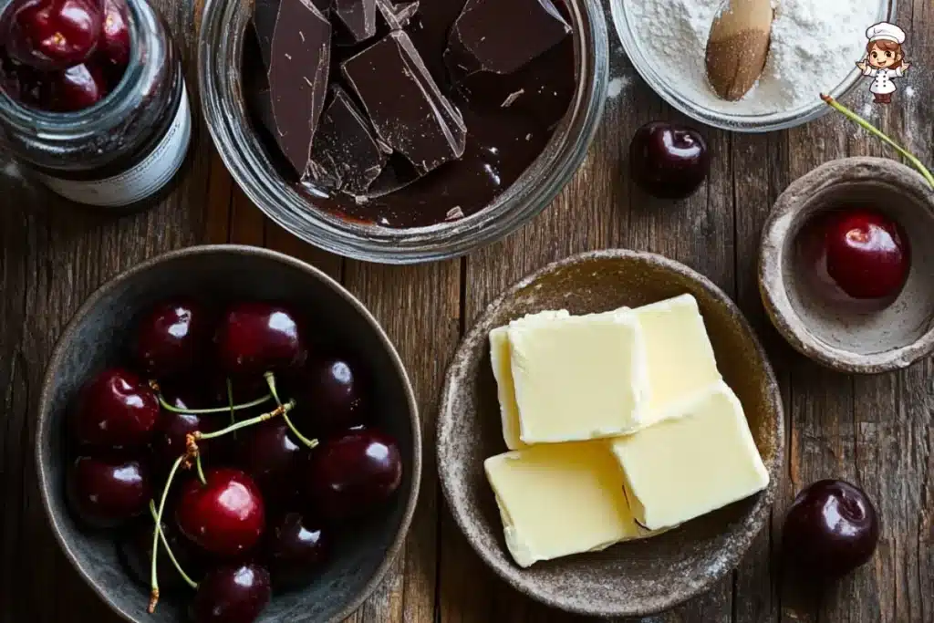 chocolate ganache tart with cherries