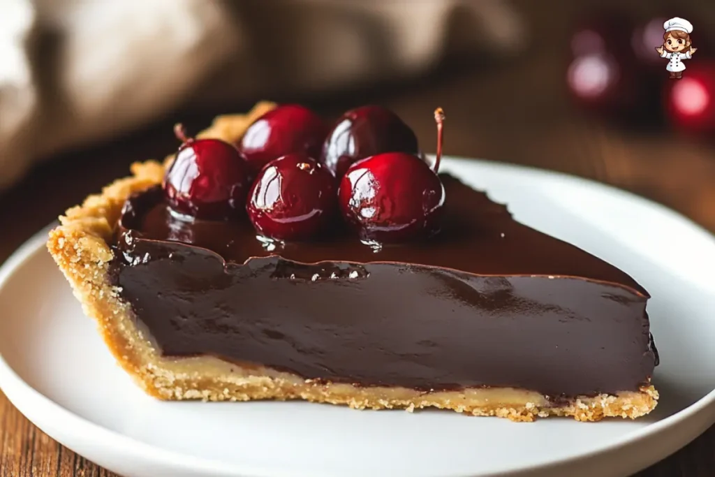 chocolate ganache tart with cherries