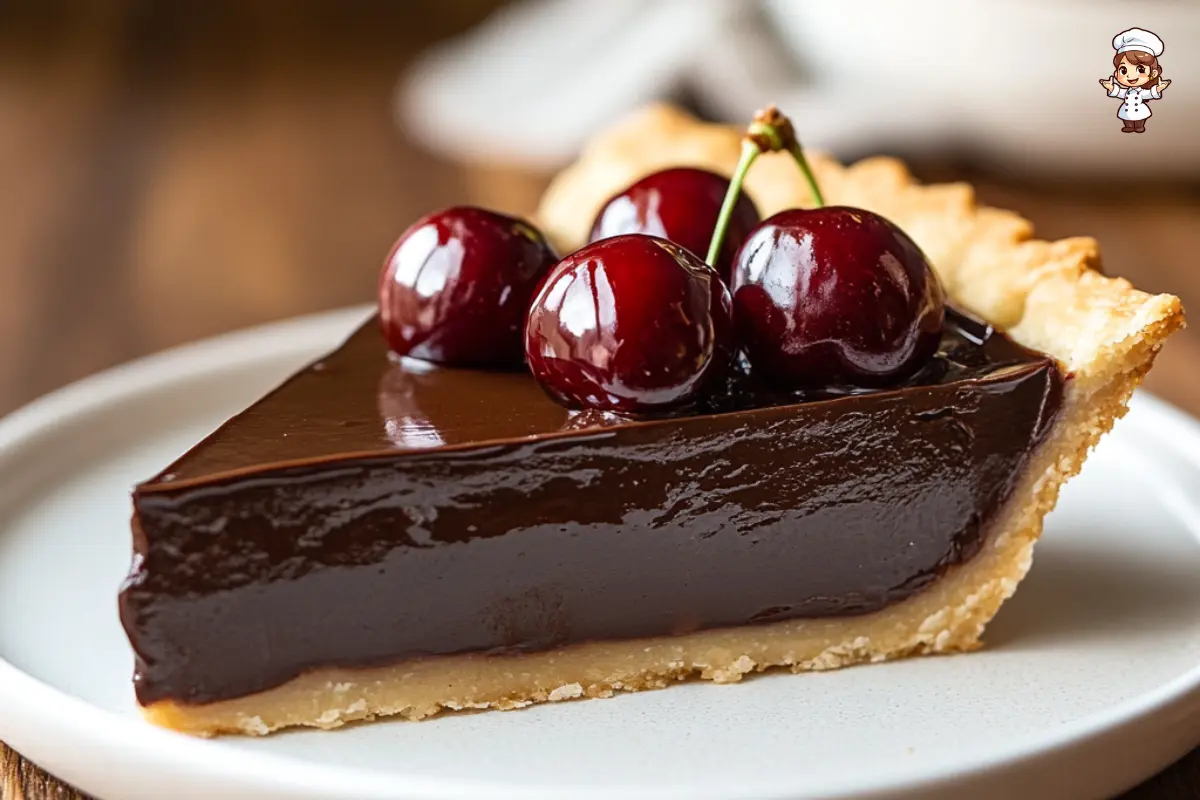 chocolate ganache tart with cherries