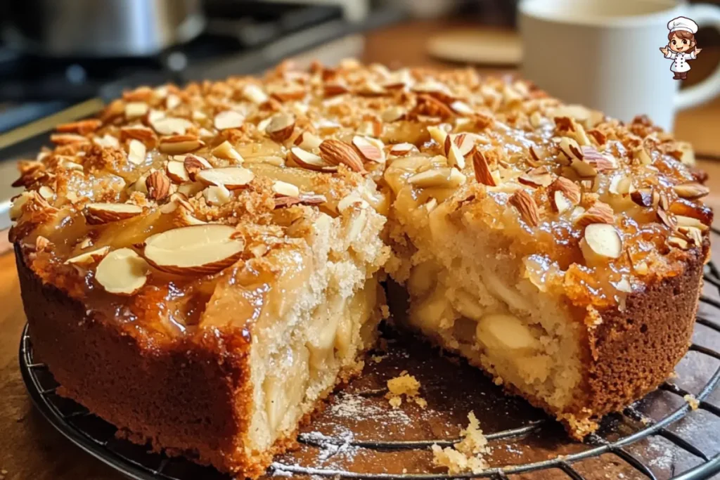 Moist and Fragrant Almond Apple Cake with a Crunchy Topping