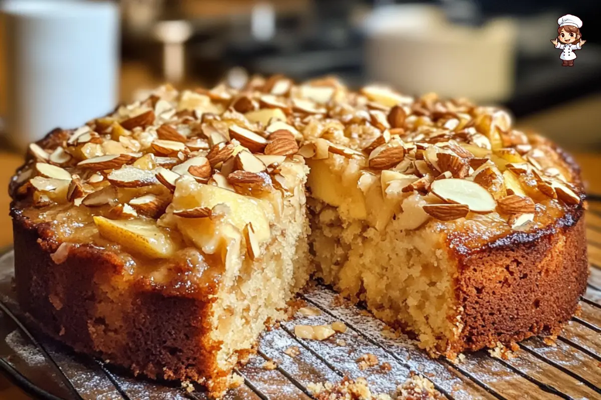 Moist and Fragrant Almond Apple Cake with a Crunchy Topping