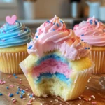 Gender Reveal Cupcakes with pink and blue frosting, perfect for a baby shower or gender reveal party.