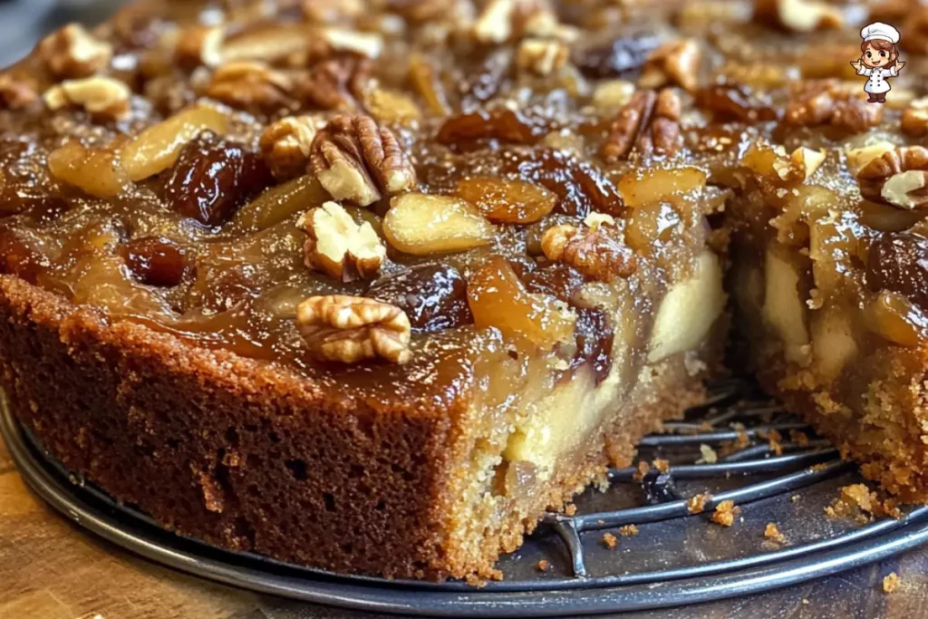 old fashioned date apple and walnut cake