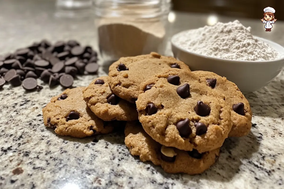 Protein Cookies made with protein powder, almond flour, and chocolate chips.