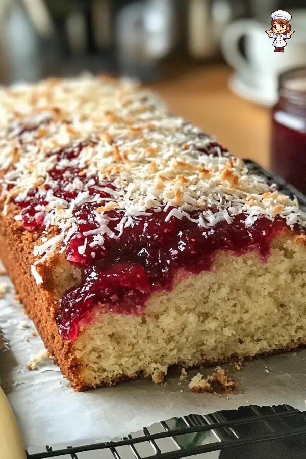 Jammy Coconut Loaf Cake
