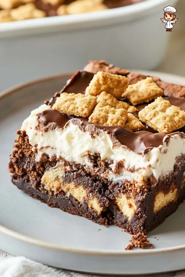 S'mores brownies with fudgy chocolate, graham cracker crumbs, and toasted marshmallows