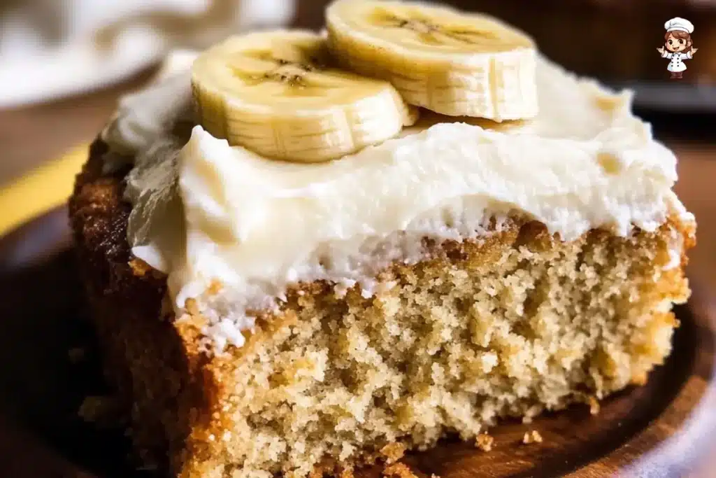 Moist homemade banana cake with cream cheese frosting