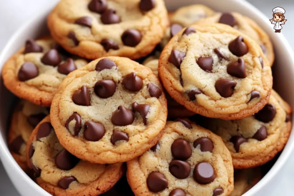 Brown butter chocolate chip cookies with crispy edges and a soft, chewy center, freshly baked and ready to enjoy.