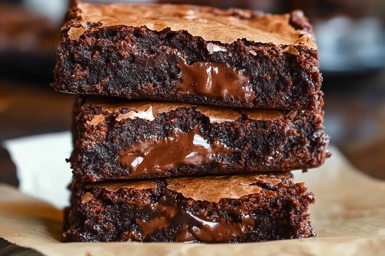 Freshly baked easy chocolate brownies