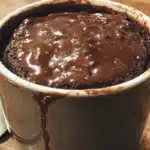 A delicious chocolate mug cake made from a quick and easy mug cake recipe.