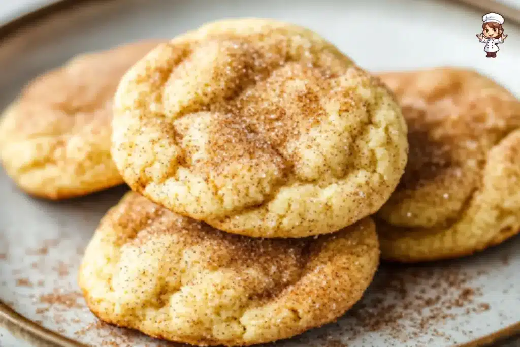 Soft and chewy snickerdoodle cookies with cinnamon sugar topping on a cooling rack