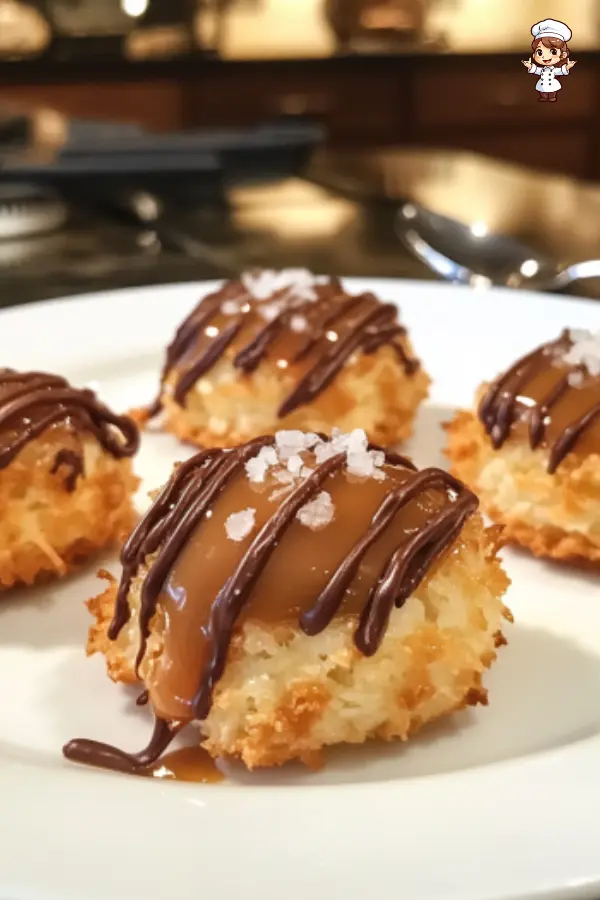 Caramel Coconut Macaroon Thumbprints – Chewy Cookies with Caramel & Chocolate Drizzle