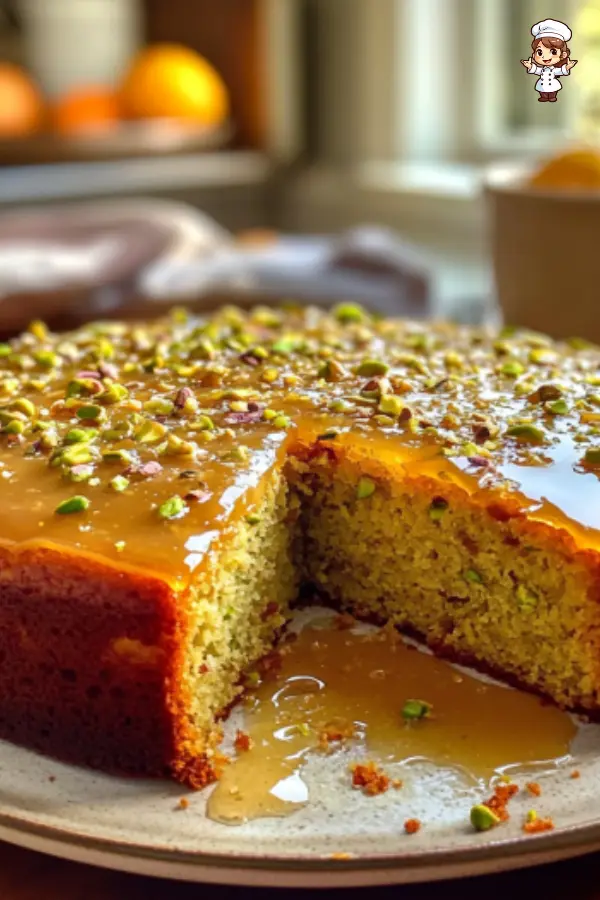 Orange Pistachio Cake with Honey Glaze – Moist, Gluten-Free & Naturally Sweetened