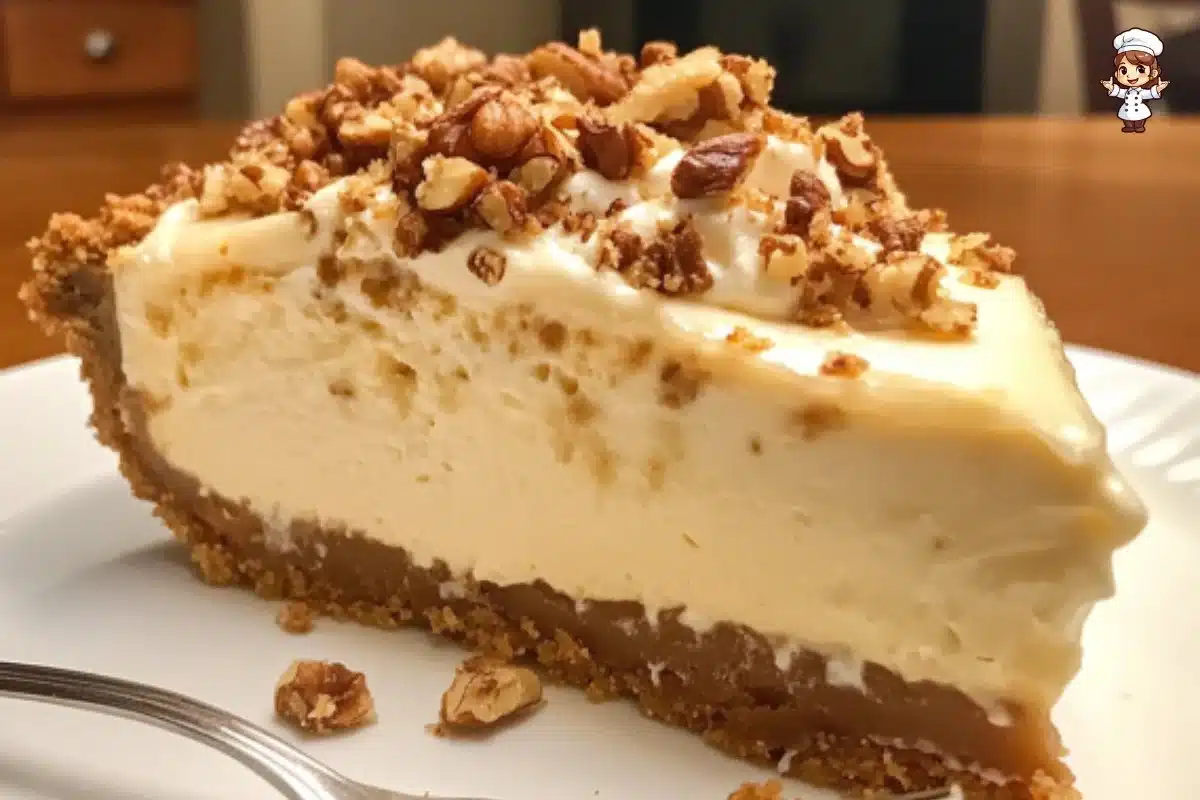 Cheesecake with Walnut Crust and Sour Cream Topping