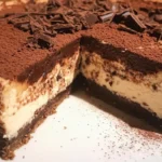 Delicious tiramisu cheesecake with layers of coffee and mascarpone cream