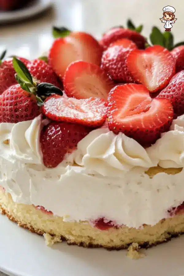 Easy One Layer Strawberry Shortcake Cake – Fresh, Light & Delicious