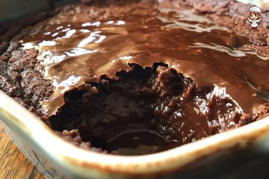Delicious Chocolate Self-Saucing Pudding served in a dessert bowl.