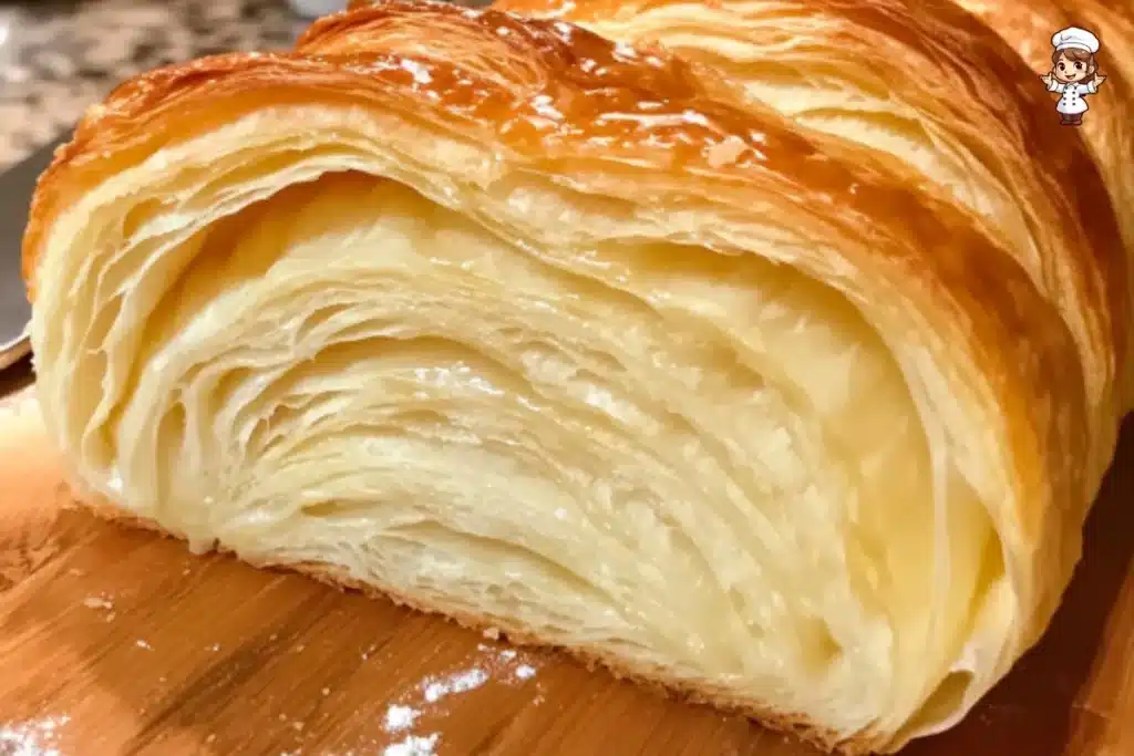 Freshly baked Croissant Bread Loaf with golden layers and flaky texture