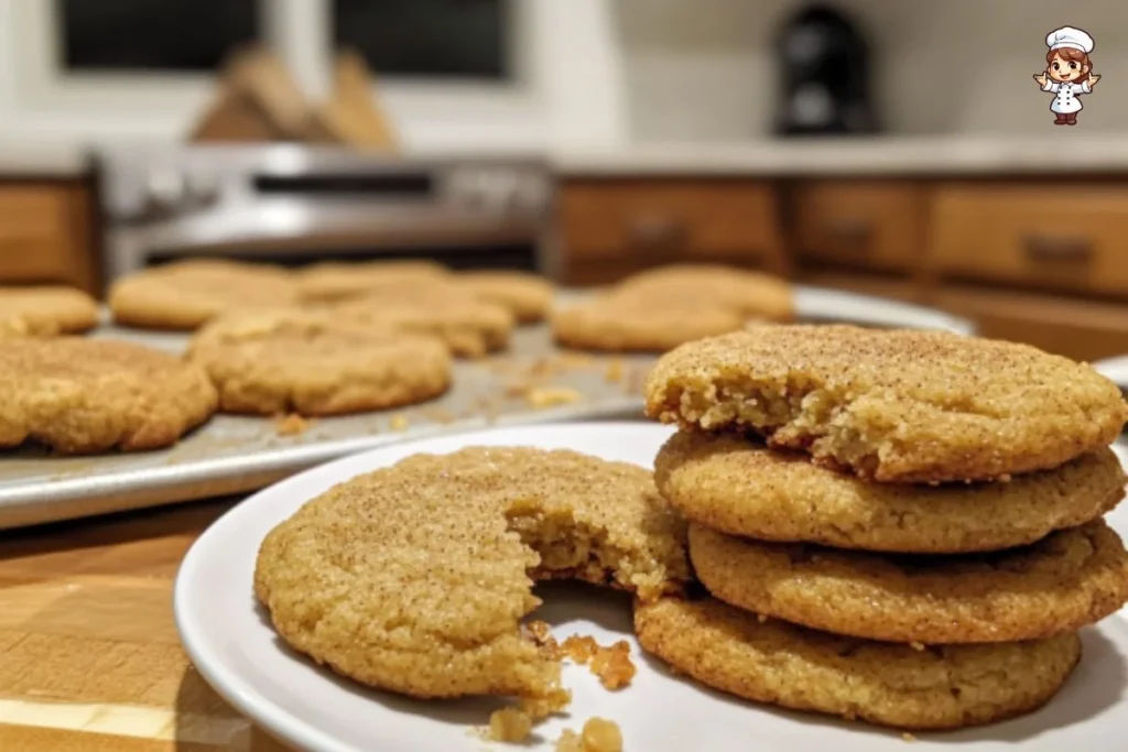 Freshly baked Peanut Butter Snickerdoodles on a cooling rack.