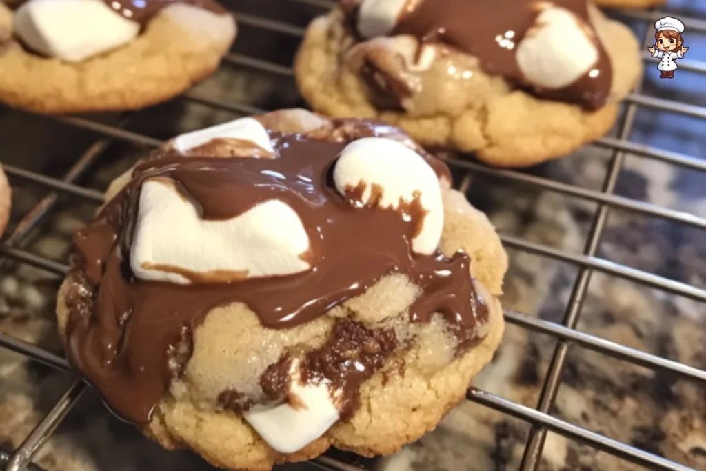 Delicious S’mores chocolate chip cookies on a plate