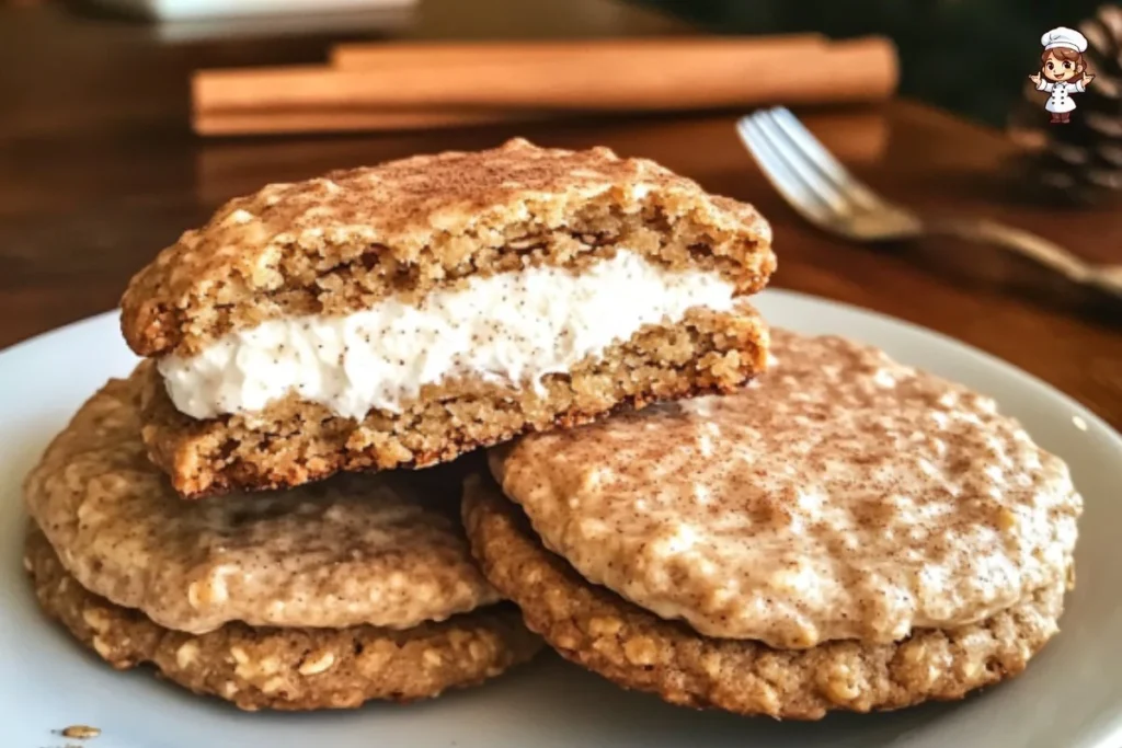 Delicious spiced eggnog oatmeal cream pies garnished with festive spices