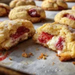 Delicious Strawberry Shortcake Cookies topped with fresh strawberries and whipped cream