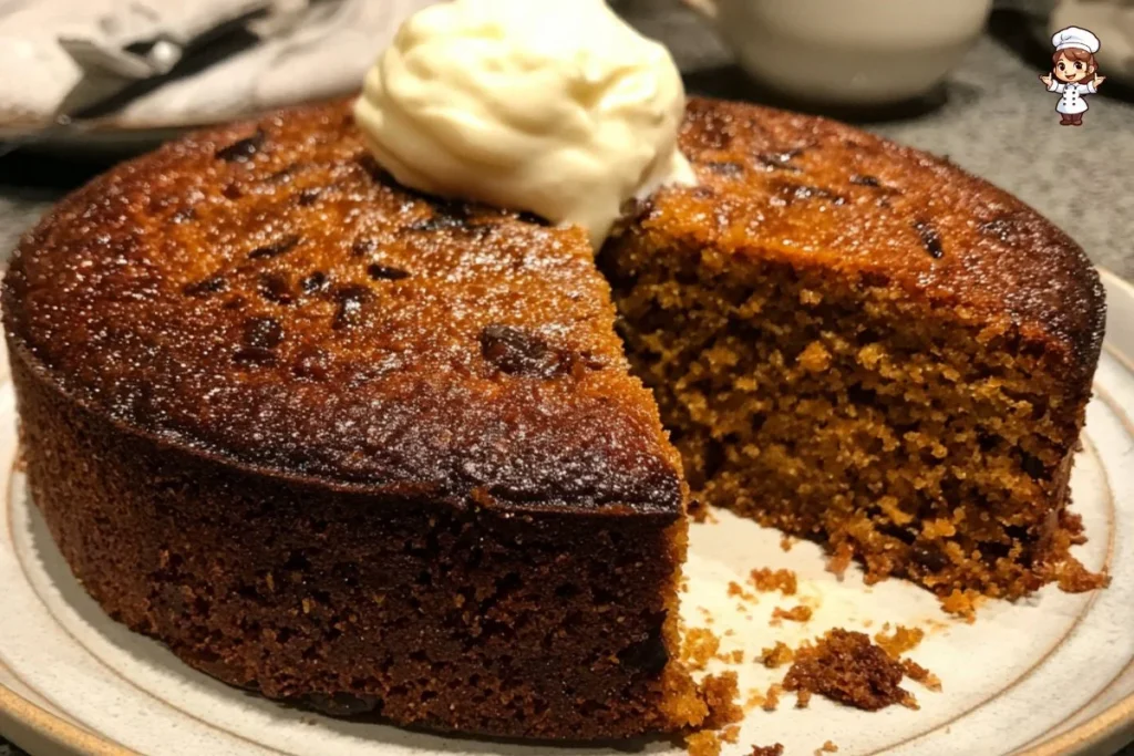 Delicious warming ginger cake topped with chopped dates and spices.