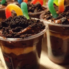 Creepy Crawly Gummy Worm Dirt Cups Recipe