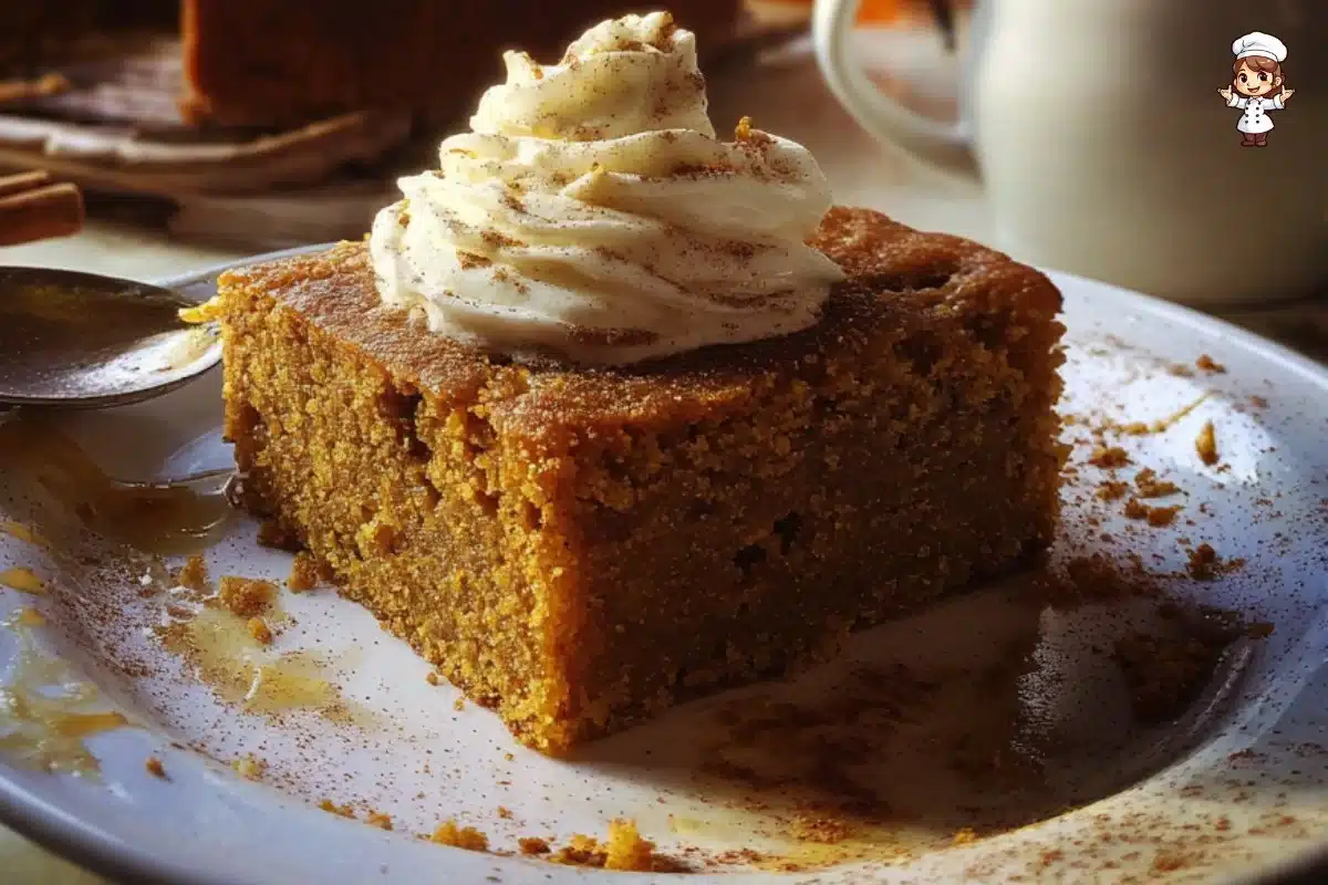 Delicious Maple Gingerbread Cake with a rich spiced cream topping