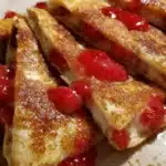 Strawberry cheesecake quesadilla with fresh strawberries and melted cheesecake filling