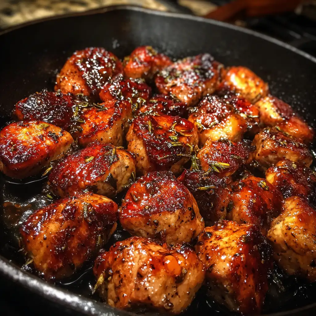 Balsamic roasted pork nuggets are a must-try delight!