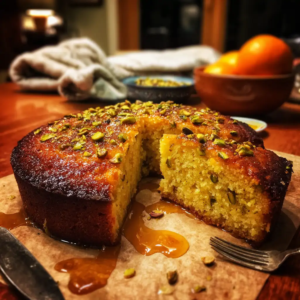 Cardamom Orange Zest Cake with Pistachio Crunch