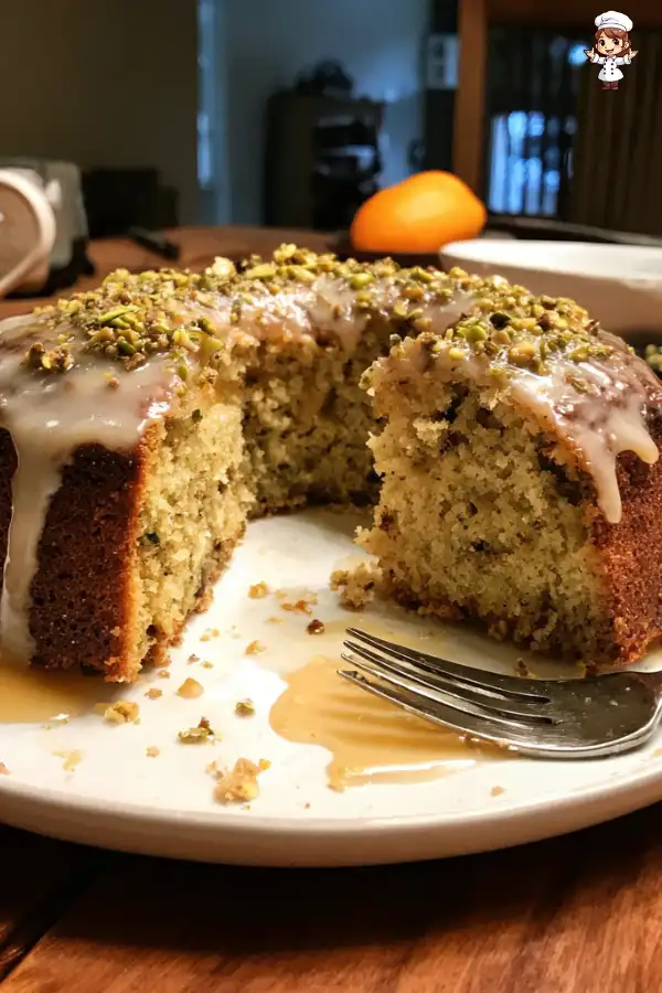 Date Pistachio Cake with Rose Orange Drizzle is irresistible!