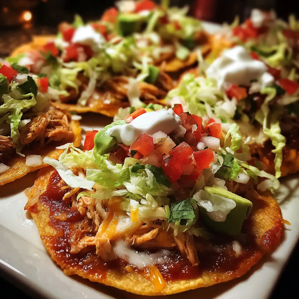 Easy chicken tostadas are a quick and tasty meal!
