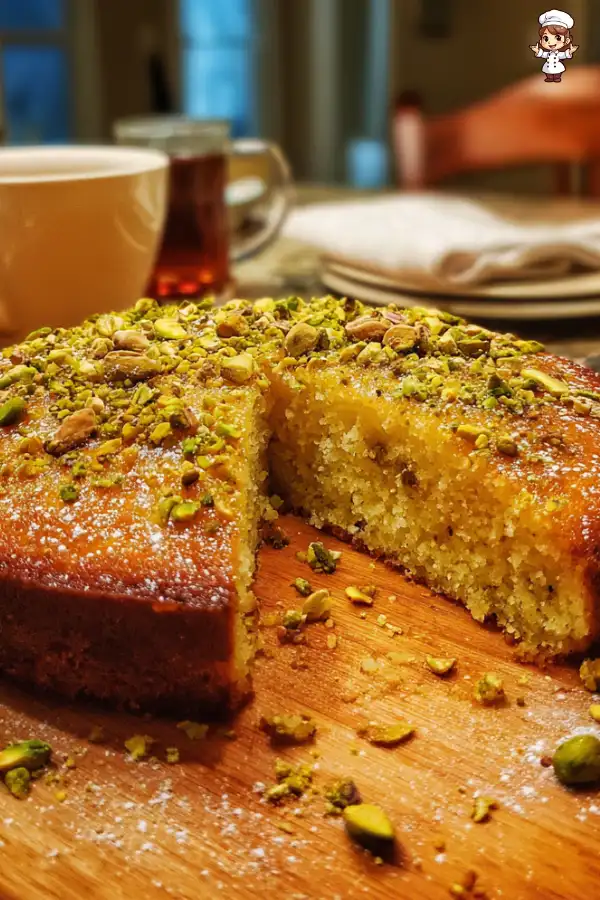 Orange Blossom Cardamom Cake with Pistachios