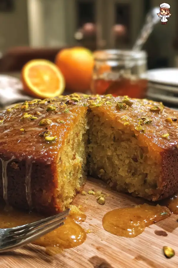 Orange and Pistachio Cake with Honey Rosewater Glaze