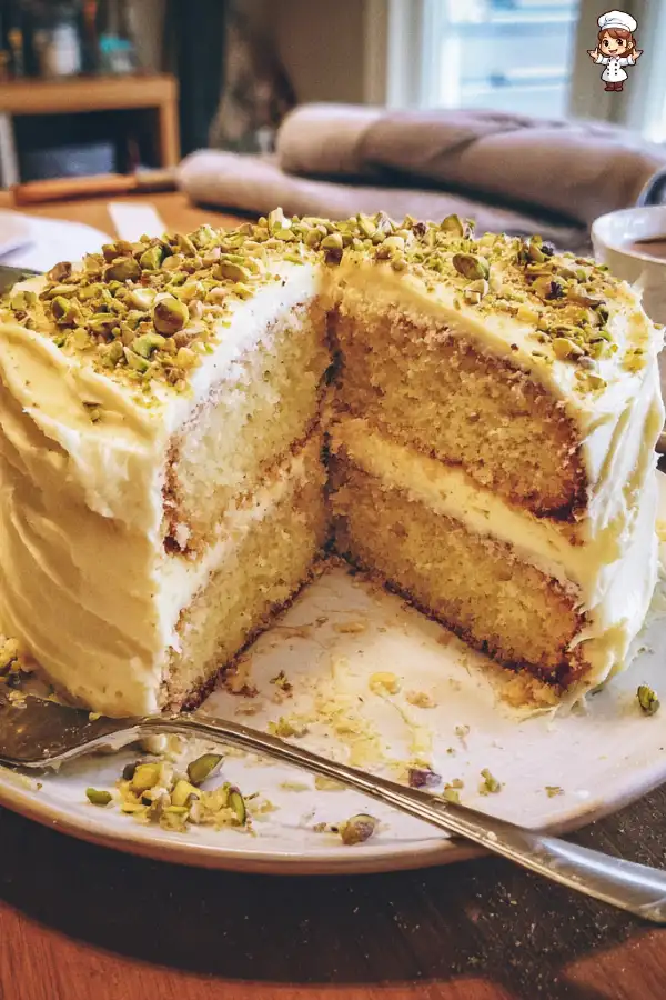 Orange and Pistachio Sponge Cake with Saffron Buttercream