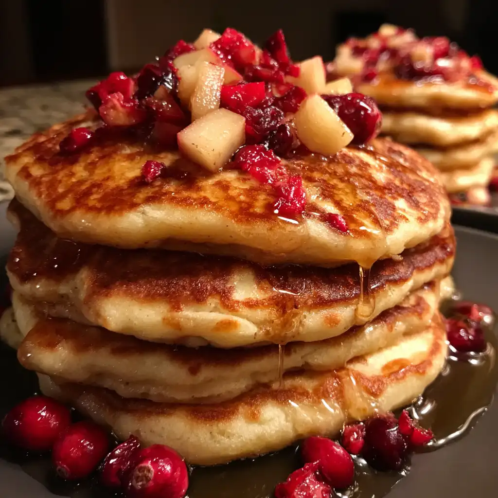 Spiced Cranberry Apple Pancakes will brighten your mornings!