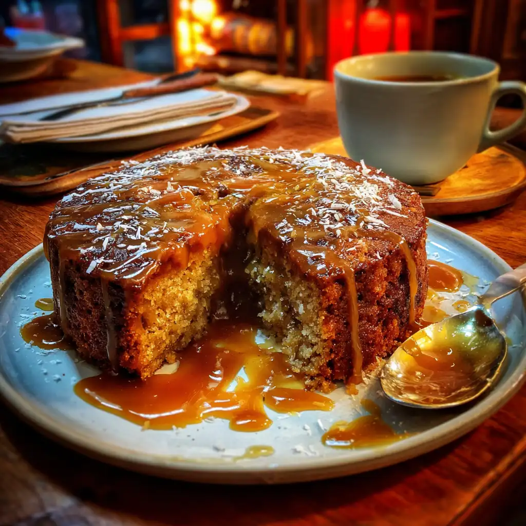 Sticky Coconut Date Pudding with Caramel Sauce