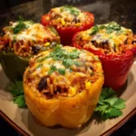 Vegetarian stuffed bell peppers rice are a delicious meal!