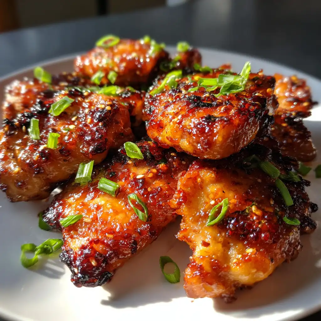 Air fryer Korean soy garlic chicken thighs