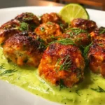 Baked salmon meatballs with avocado sauce recipe