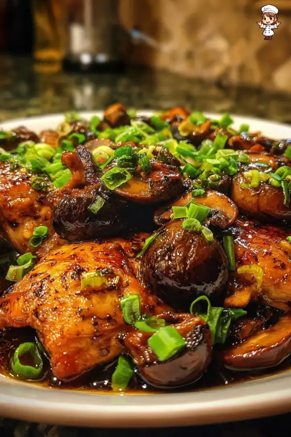 Black pepper chicken with mushrooms
