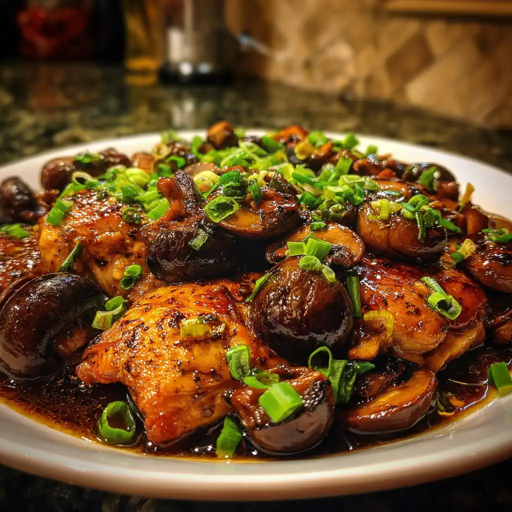 Black pepper chicken with mushrooms