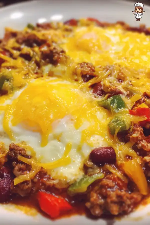 Breakfast chili with eggs