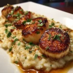 Brown butter scallops with parmesan risotto