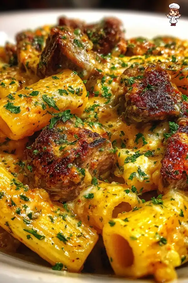 Cajun Steak and Cheesy Rigatoni with Parmesan